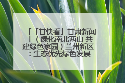 「甘快看」甘肃新闻丨（绿化南北两山 共建绿色家园）兰州新区：生态优先绿色发展 打造生态环保示范区
