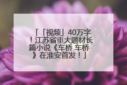 「视频」40万字！江苏省重大题材长篇小说《车桥 车桥》在淮安首发！