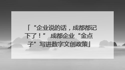 “企业说的话，成都都记下了！” 成都企业“金点子”写进数字文创政策