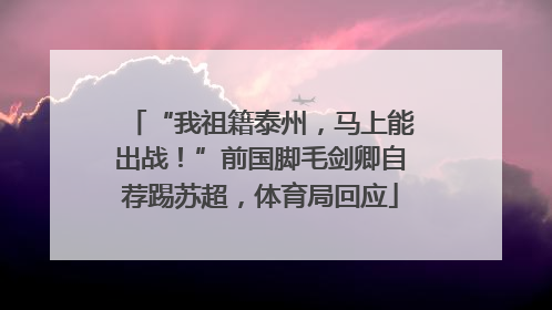 “我祖籍泰州，马上能出战！”前国脚毛剑卿自荐踢苏超，体育局回应