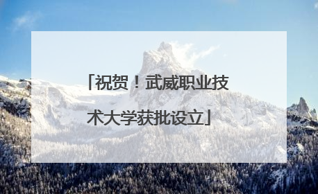 祝贺！武威职业技术大学获批设立