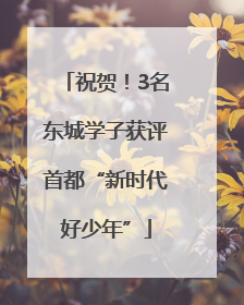 祝贺！3名东城学子获评首都“新时代好少年”