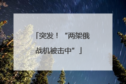 突发！“两架俄战机被击中”