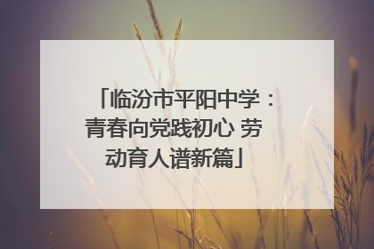 临汾市平阳中学：青春向党践初心 劳动育人谱新篇