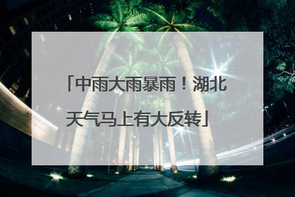 中雨大雨暴雨！湖北天气马上有大反转