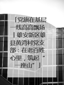 党旗在基层一线高高飘扬丨雄安新区雄县黄湾村党支部：在老百姓心里，筑起“一座山”