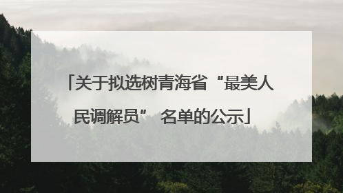 关于拟选树青海省“最美人民调解员” 名单的公示