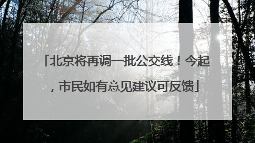 北京将再调一批公交线！今起，市民如有意见建议可反馈