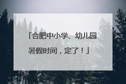 合肥中小学、幼儿园暑假时间，定了！