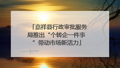 嘉祥县行政审批服务局推出“个转企一件事”带动市场新活力