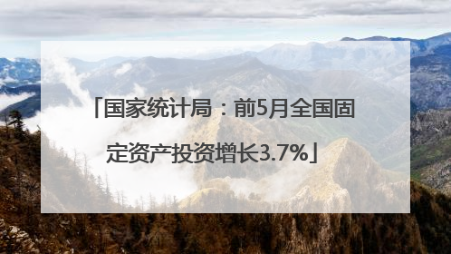 国家统计局：前5月全国固定资产投资增长3.7%