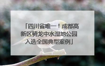 四川省唯一！成都高新区骑龙中水湿地公园入选全国典型案例