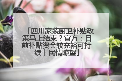 四川家装厨卫补贴政策马上结束？官方：目前补贴资金较充裕可持续丨民情瞭望