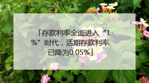 存款利率全面进入“1%”时代，活期存款利率已降为0.05%