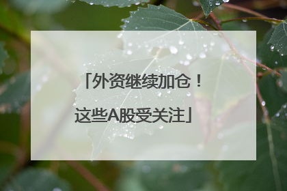 外资继续加仓！这些A股受关注
