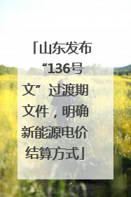 山东发布“136号文”过渡期文件，明确新能源电价结算方式
