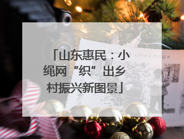 山东惠民：小绳网“织”出乡村振兴新图景