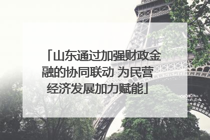 山东通过加强财政金融的协同联动 为民营经济发展加力赋能