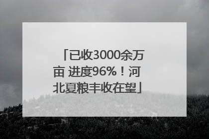 已收3000余万亩 进度96%！河北夏粮丰收在望
