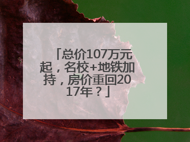 总价107万元起，名校+地铁加持，房价重回2017年？