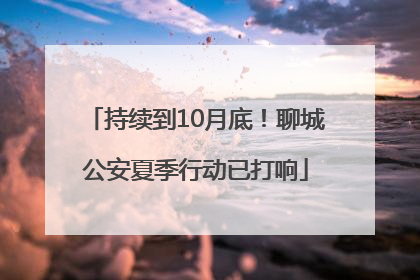 持续到10月底！聊城公安夏季行动已打响
