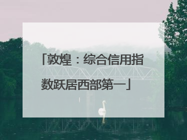 敦煌：综合信用指数跃居西部第一