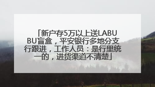 新户存5万以上送LABUBU盲盒，平安银行多地分支行跟进，工作人员：是行里统一的，进货渠道不清楚