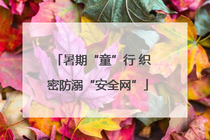 暑期“童”行 织密防溺“安全网”