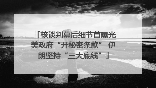 核谈判幕后细节首曝光 美政府“开秘密条款” 伊朗坚持“三大底线”