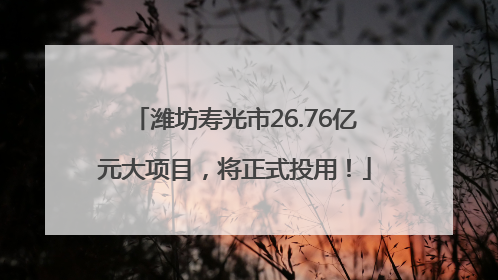 潍坊寿光市26.76亿元大项目，将正式投用！