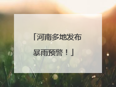 河南多地发布暴雨预警！