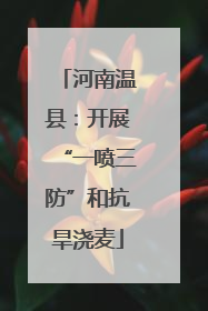 河南温县：开展“一喷三防”和抗旱浇麦