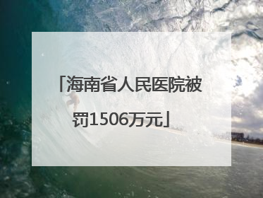 海南省人民医院被罚1506万元