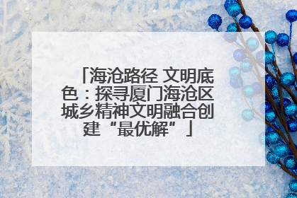 海沧路径 文明底色：探寻厦门海沧区城乡精神文明融合创建“最优解”