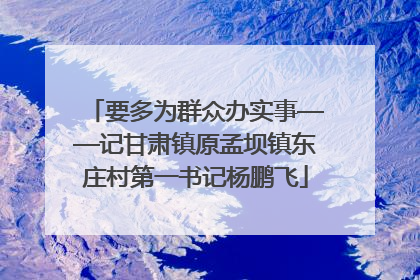 要多为群众办实事——记甘肃镇原孟坝镇东庄村第一书记杨鹏飞