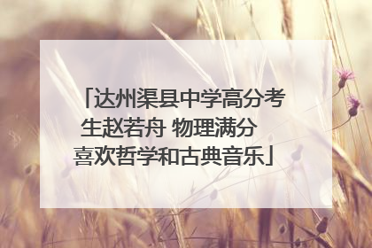 达州渠县中学高分考生赵若舟 物理满分 喜欢哲学和古典音乐