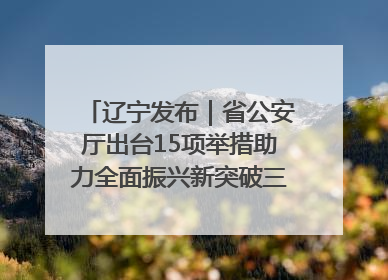 辽宁发布｜省公安厅出台15项举措助力全面振兴新突破三年行动决胜之战