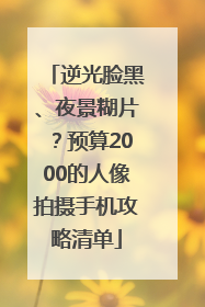 逆光脸黑、夜景糊片？预算2000的人像拍摄手机攻略清单