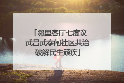 邻里客厅七度议 武昌武泰闸社区共治破解民生顽疾