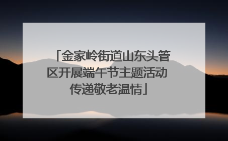 金家岭街道山东头管区开展端午节主题活动 传递敬老温情