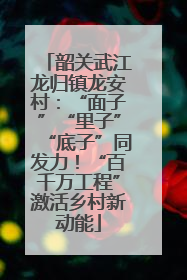 韶关武江龙归镇龙安村：“面子”“里子”“底子”同发力！“百千万工程”激活乡村新动能