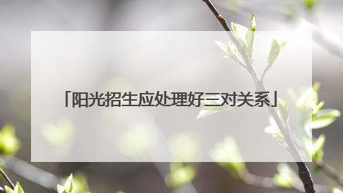 阳光招生应处理好三对关系