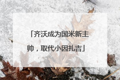 齐沃成为国米新主帅，取代小因扎吉
